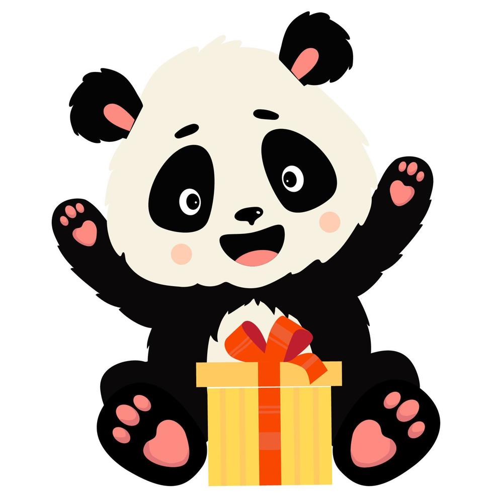 panda con regalo vector