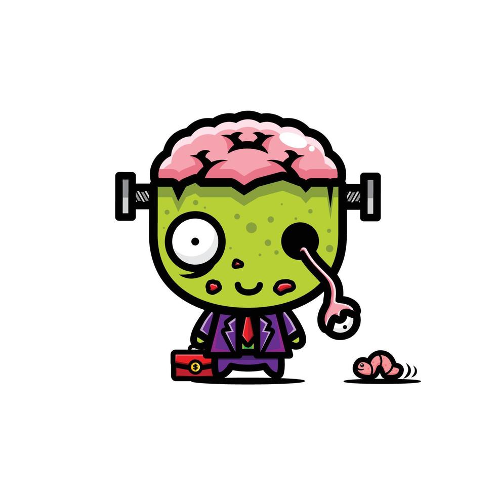 cute zombie mascot character design vector
