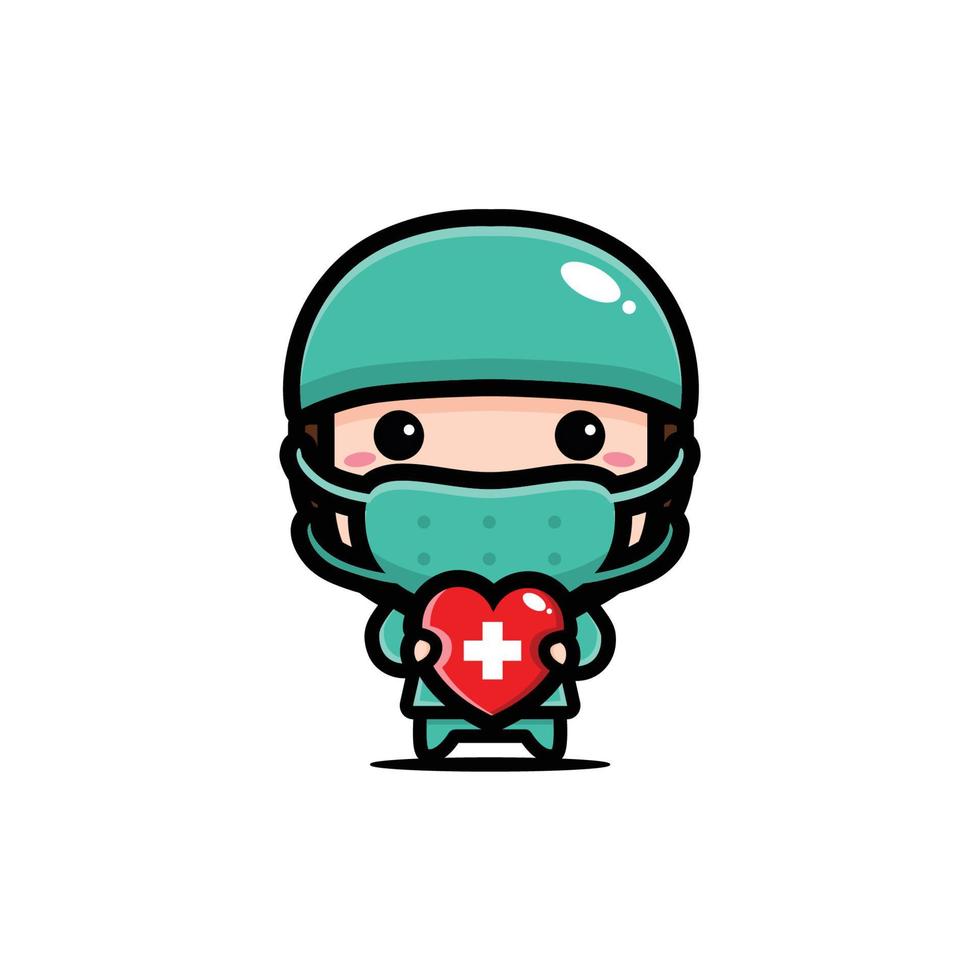 diseño de personaje de mascota de doctor lindo vector