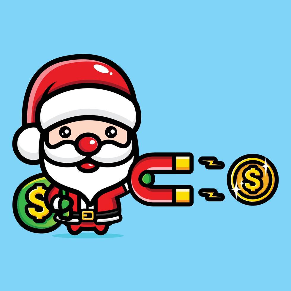 lindo santa claus compartir dinero vector