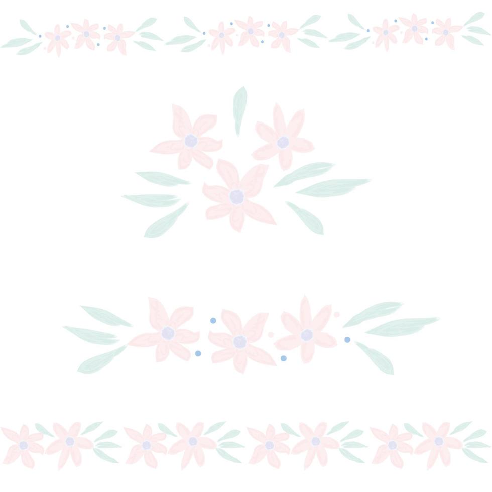 Delicate flower light pink blossom and green leaves vector