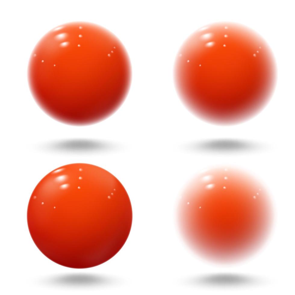 Realistic red ball. Pink blurred glossy spheres vector