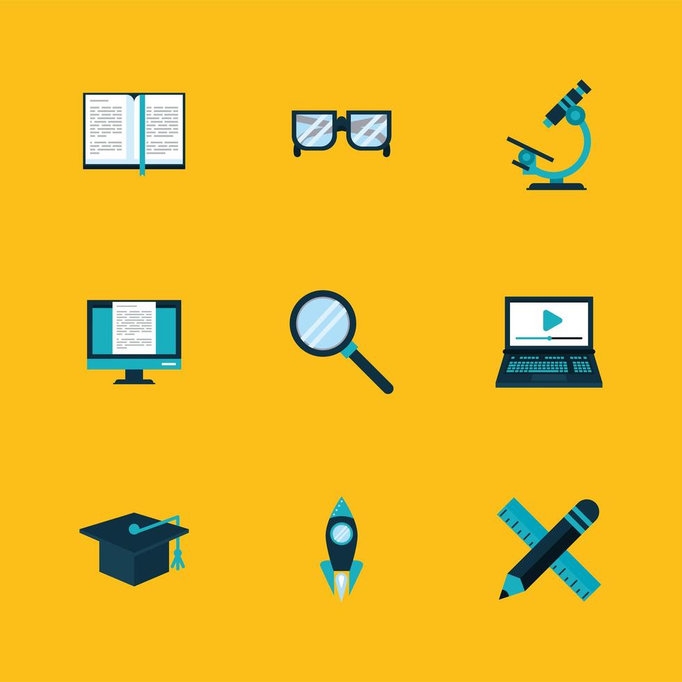 nine education concept icons vector