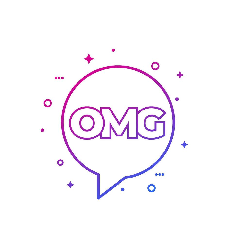 OMG text in speech bubble, vector design