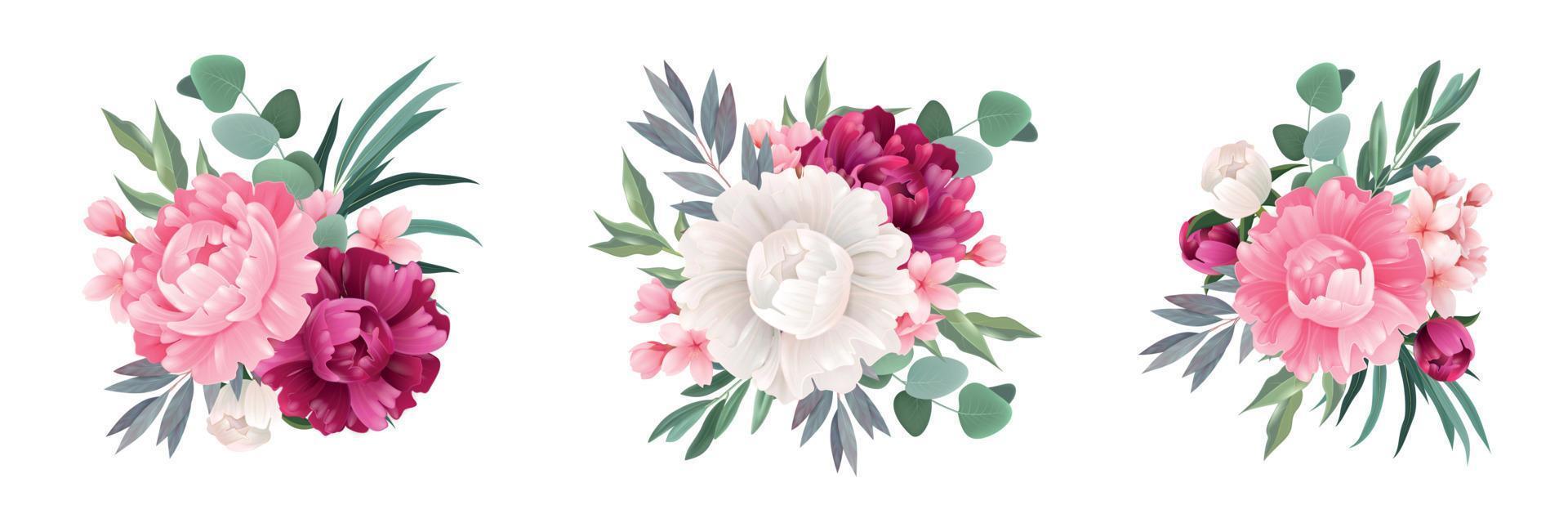 Eucalyptus Bouquet Set vector