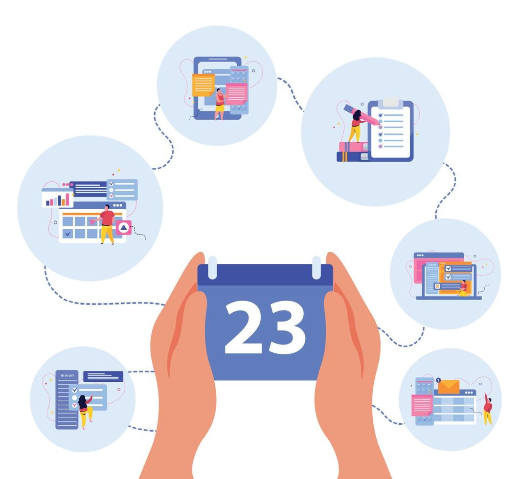 Planning Scheduling Flat Background vector