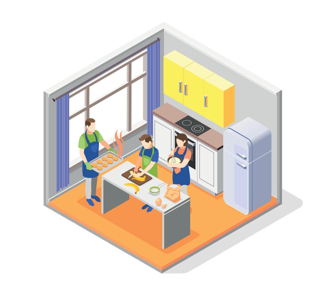 Family Cooking Together Concept vector