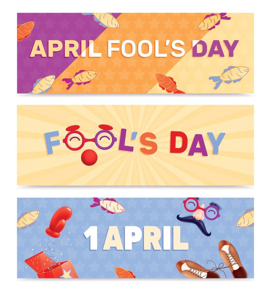 Fools Day Horizontal Banners vector