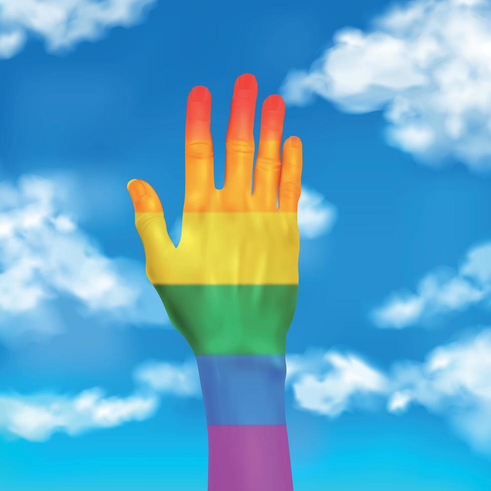 composición de la mano del cielo lgbt vector