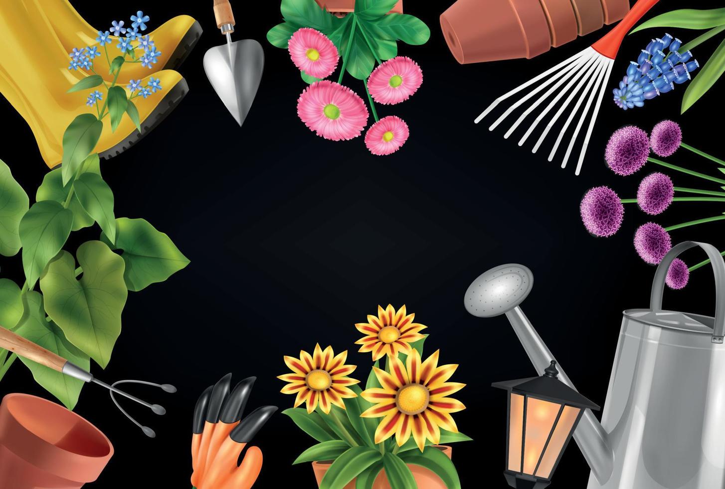 Garden Equipment Frame Composition vector