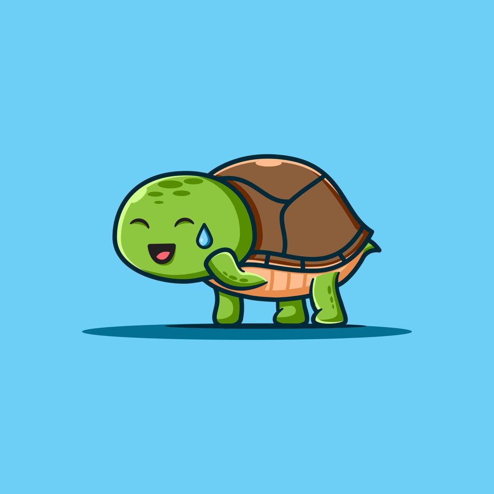 una linda tortuga que es tímida. vector