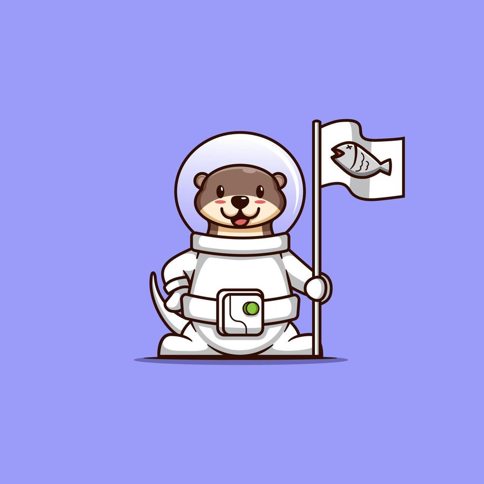 cute otter to be an astronaut. vector