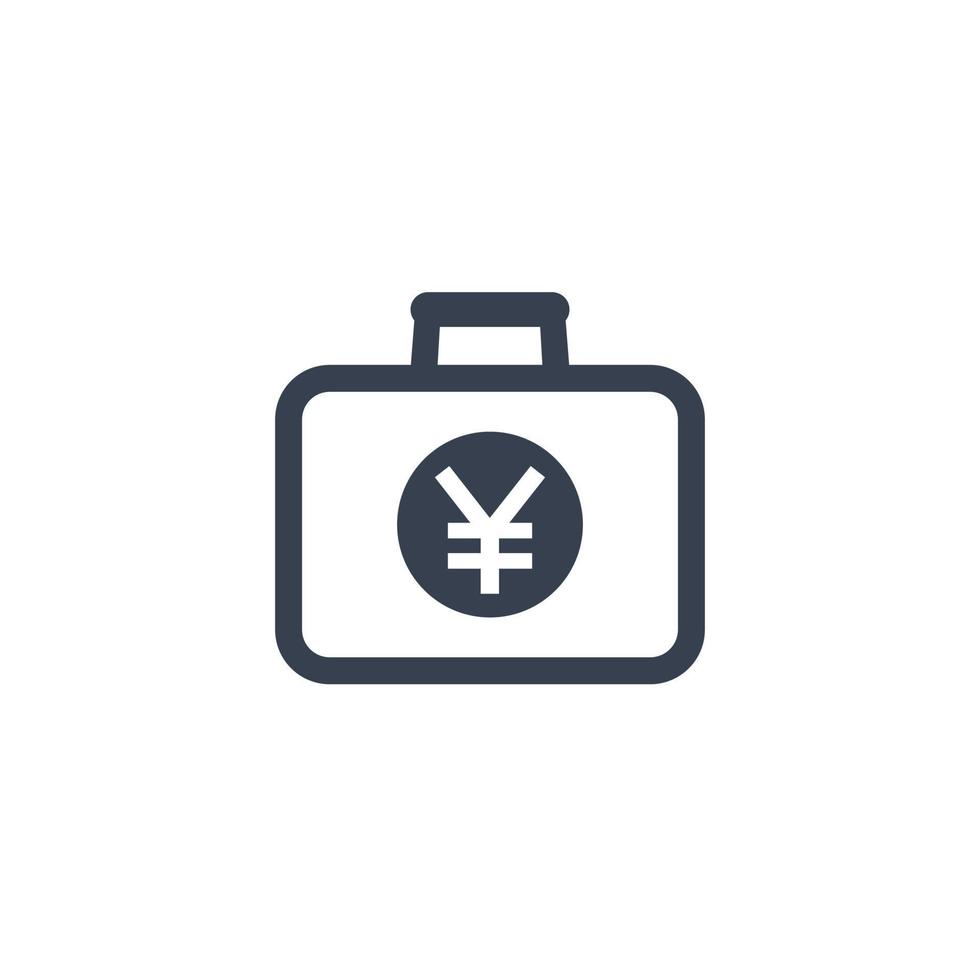 portfolio icon with yuan on white vector