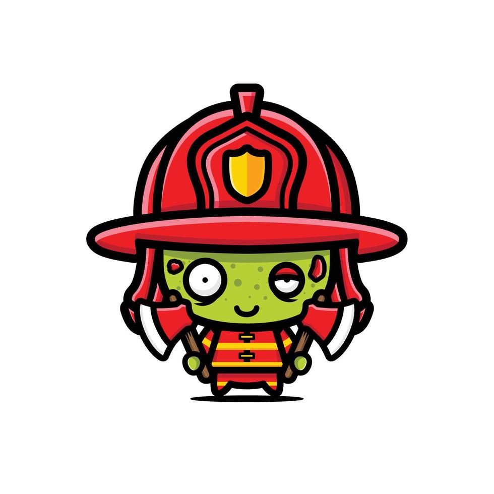 cute firefighter zombie vector design