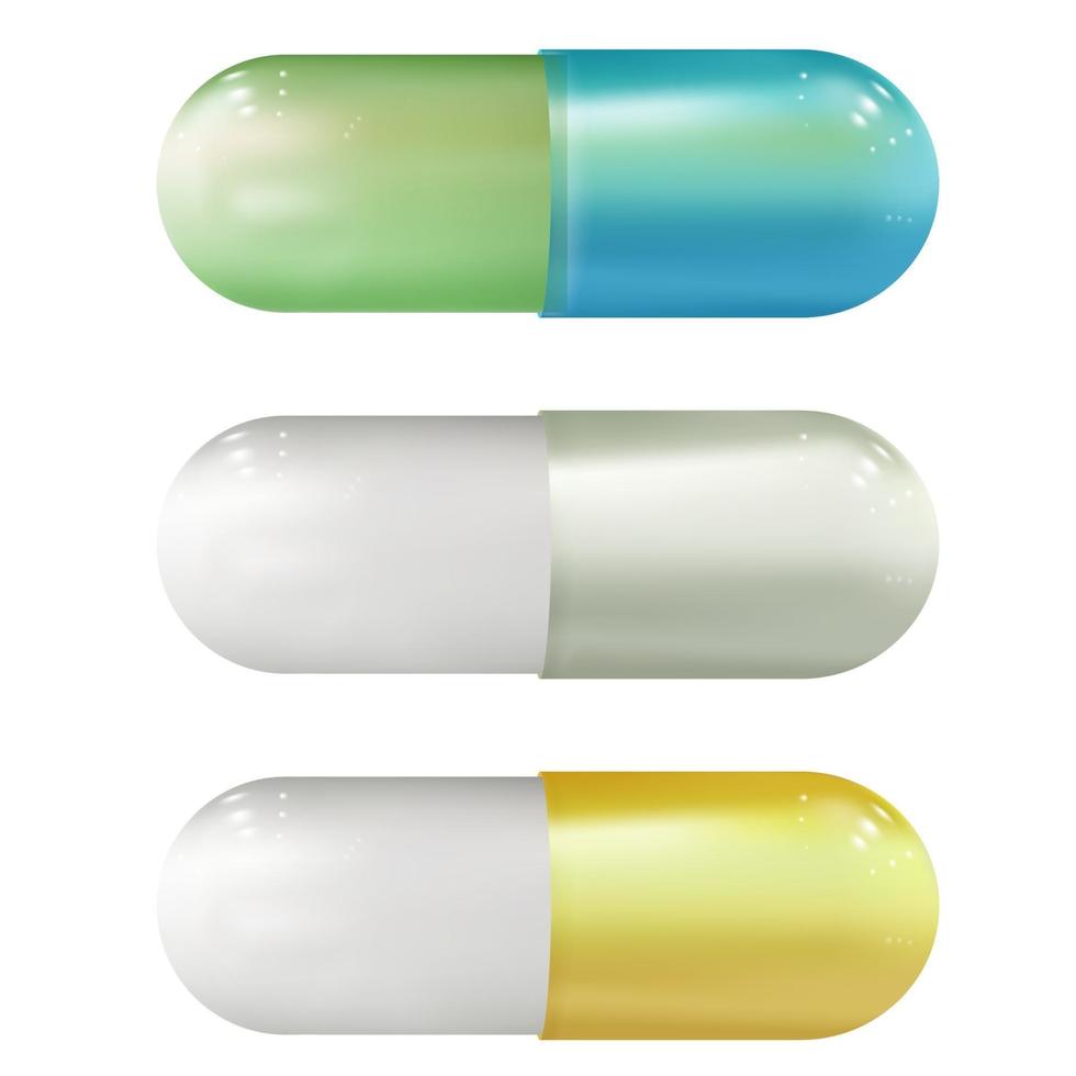 Realistic Medical Pill set. Design template of Pills, Capsules. vector