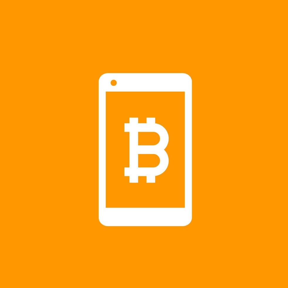 Mobile payment with bitcoin vector icon