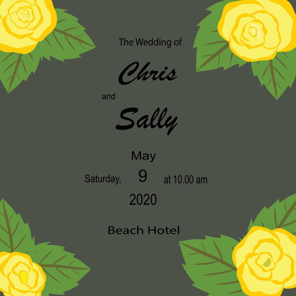 invitation cards with flowers and leaves vector