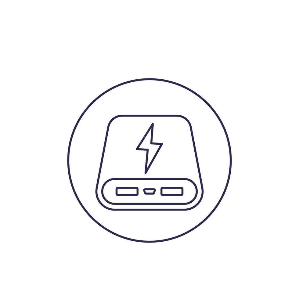 icono de banco de energía, vector de línea