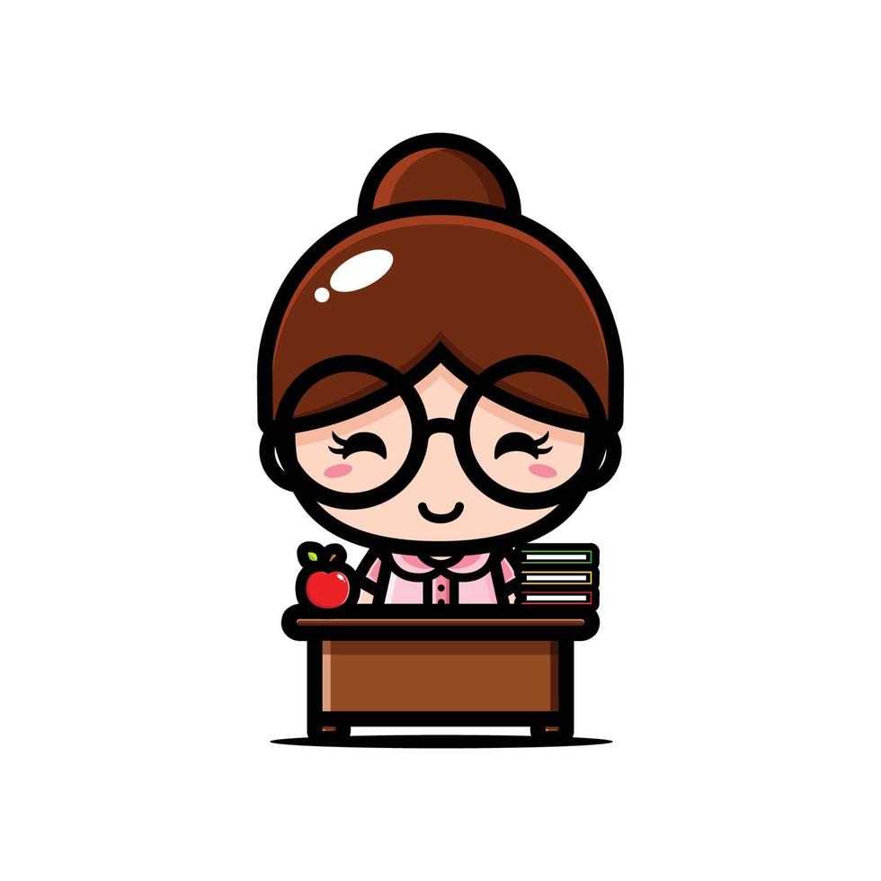 cute teacher mascot character design vector