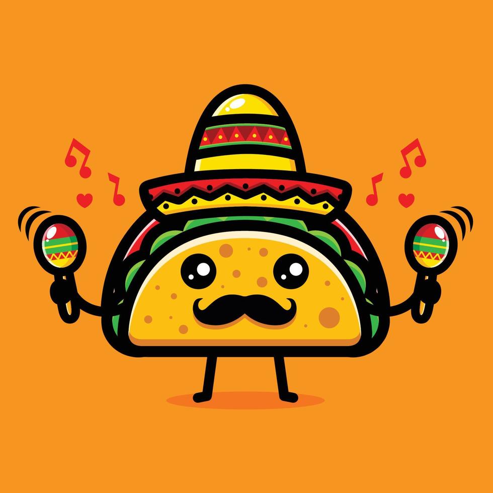 diseño de vector de dibujos animados lindo taco