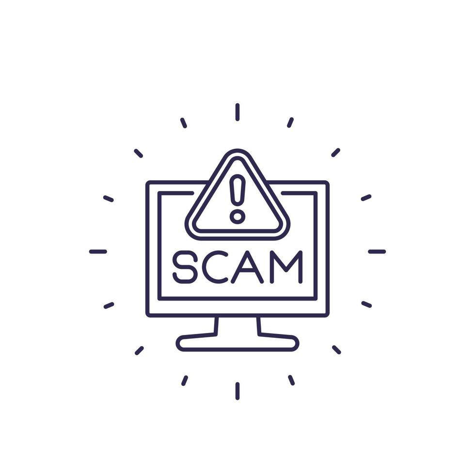 Scam alert icon, line vector