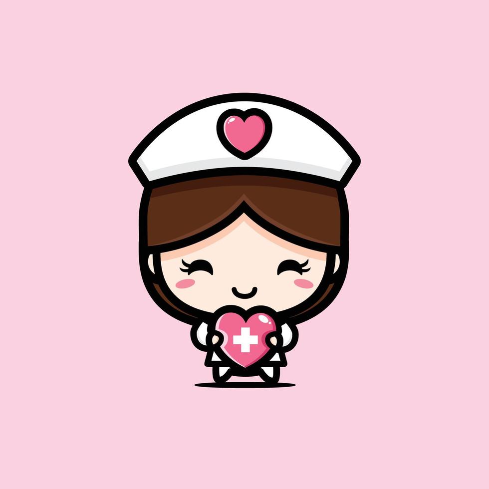cute nurse mascot character design vector