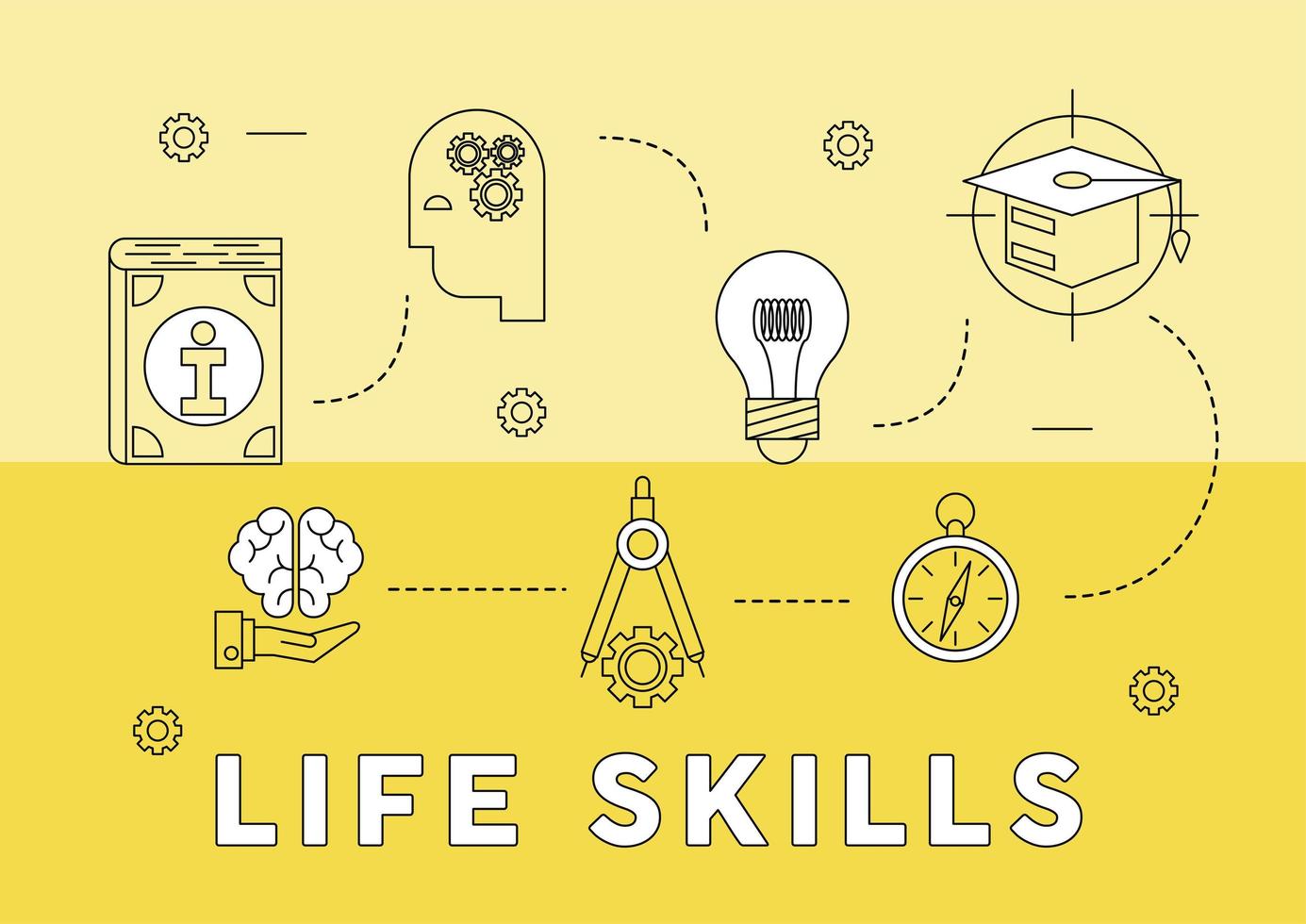 seven life skills icons vector