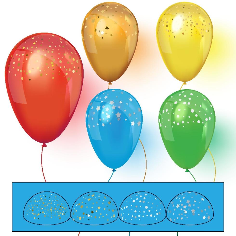 Realistic colorful balloons with confetti. Realistic vector. vector