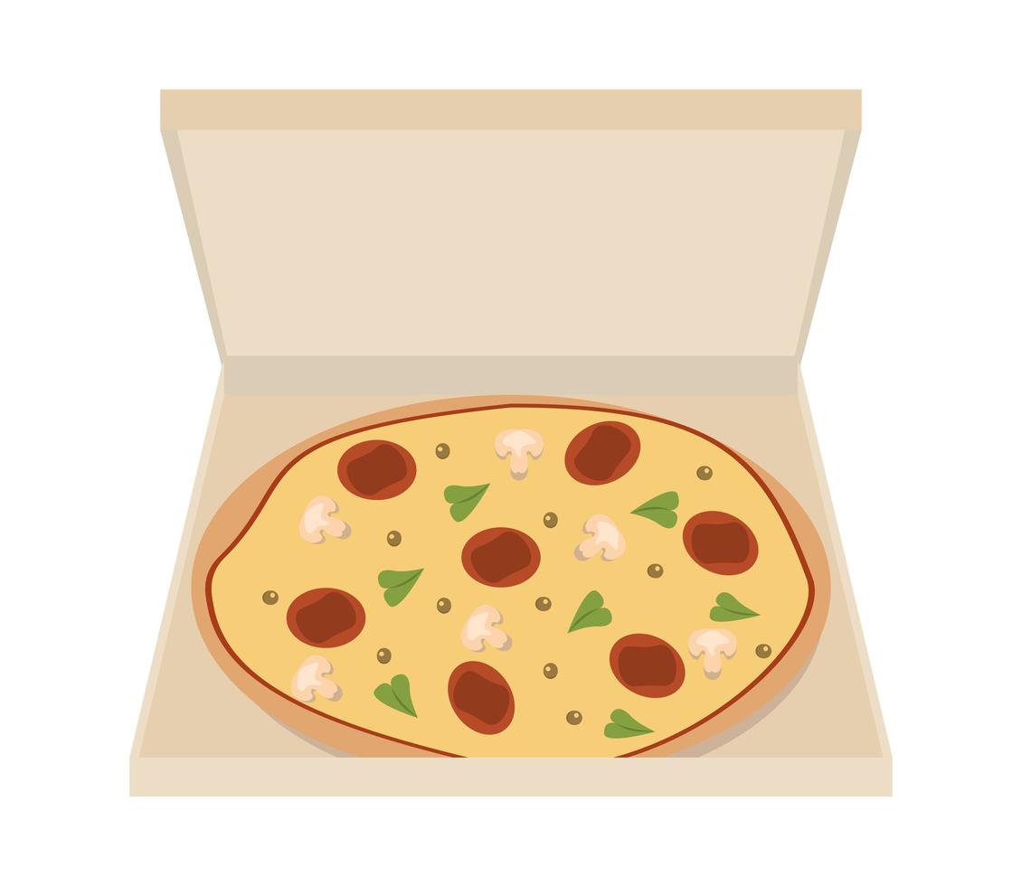 comida de pizza en caja vector