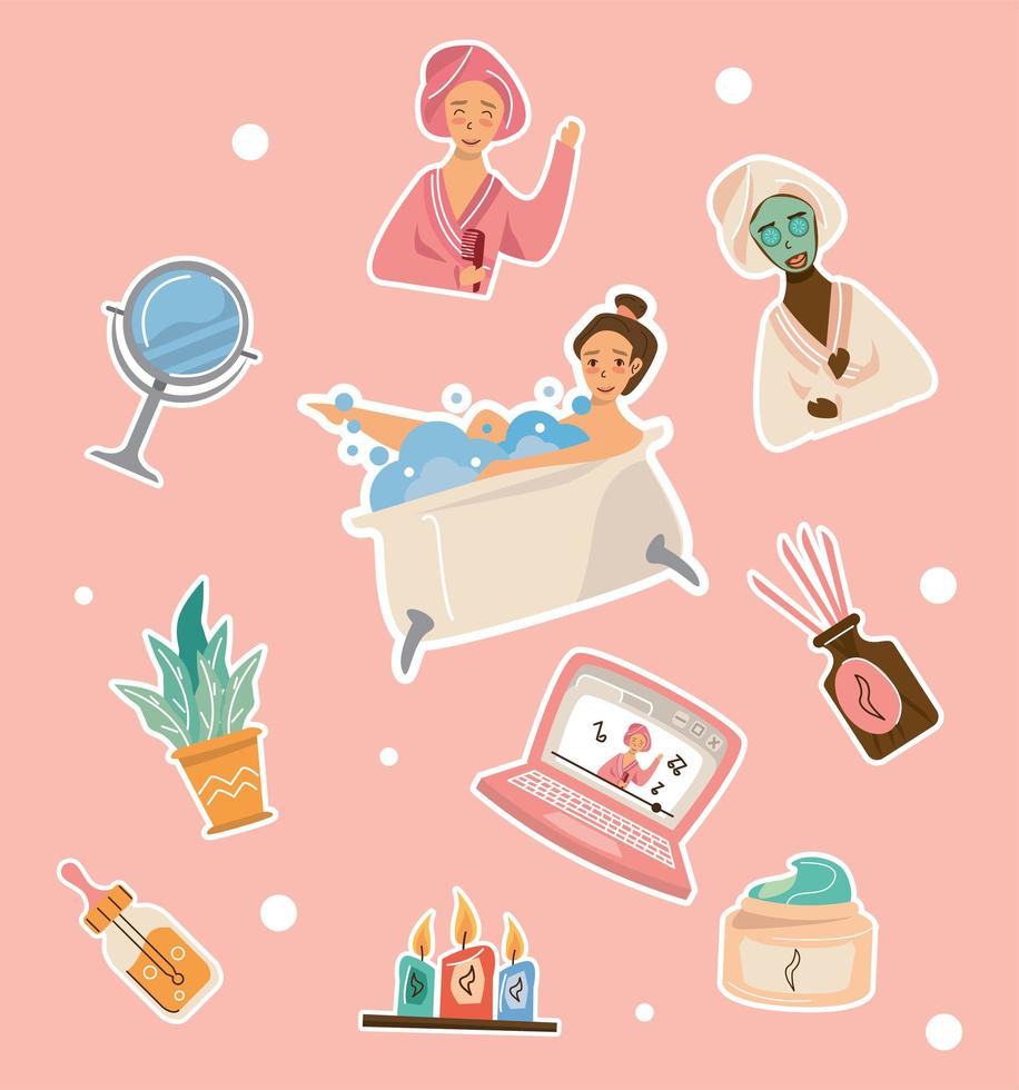 ten home spa icons vector