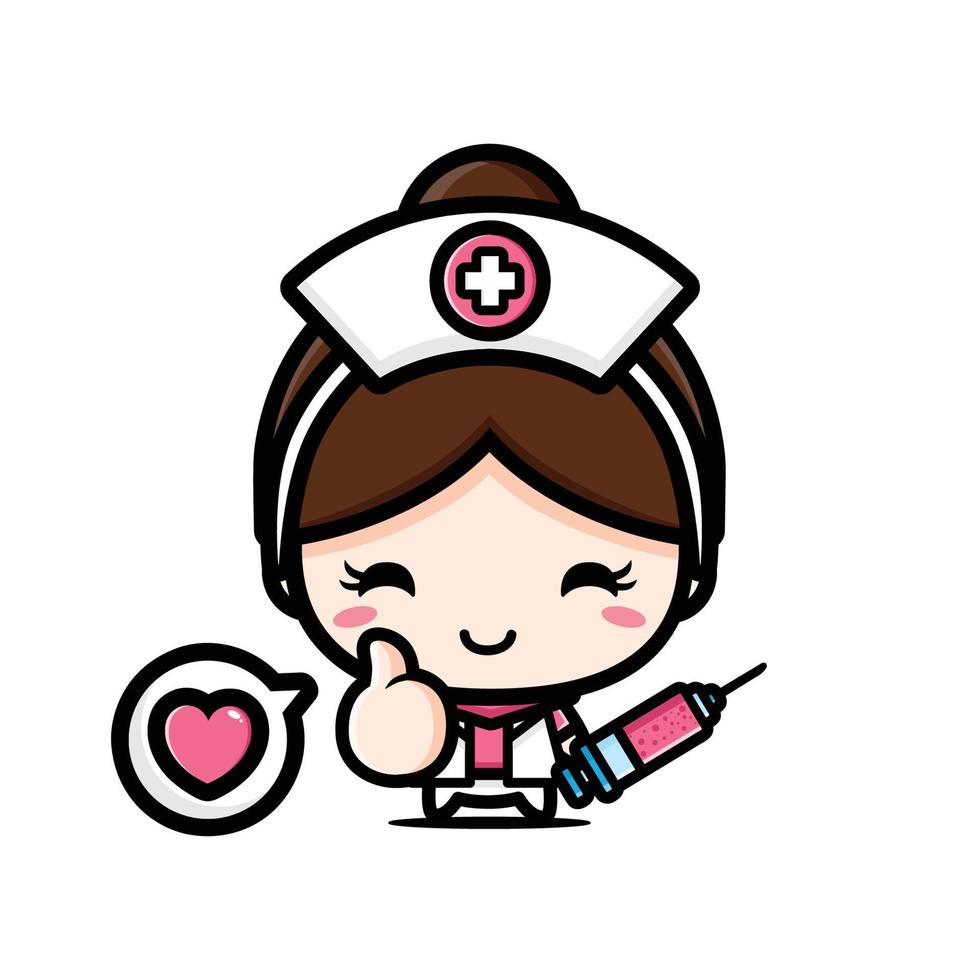 cute nurse mascot character design vector