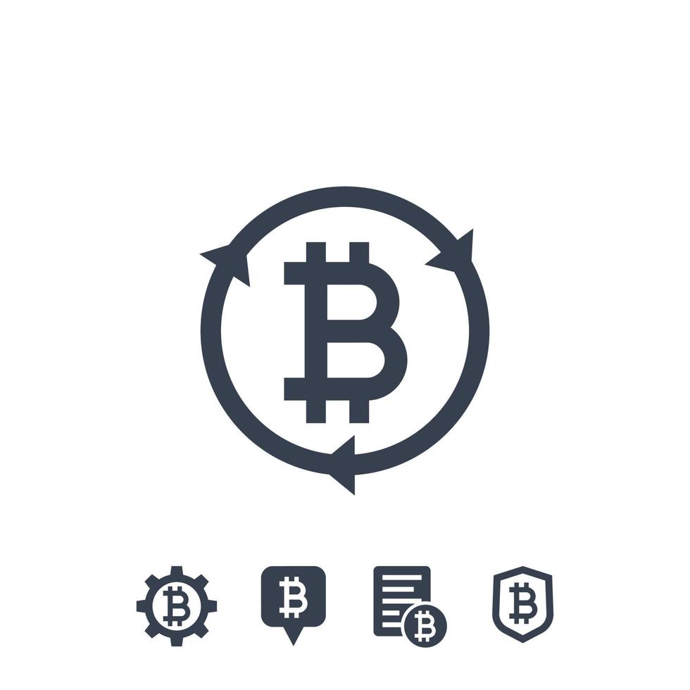 Bitcoin related icons on white vector