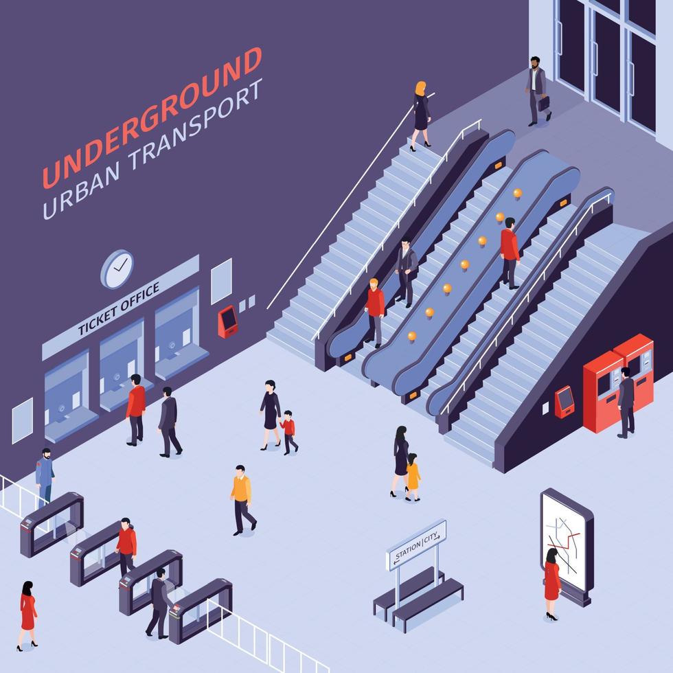 Subway Station Isometric View vector