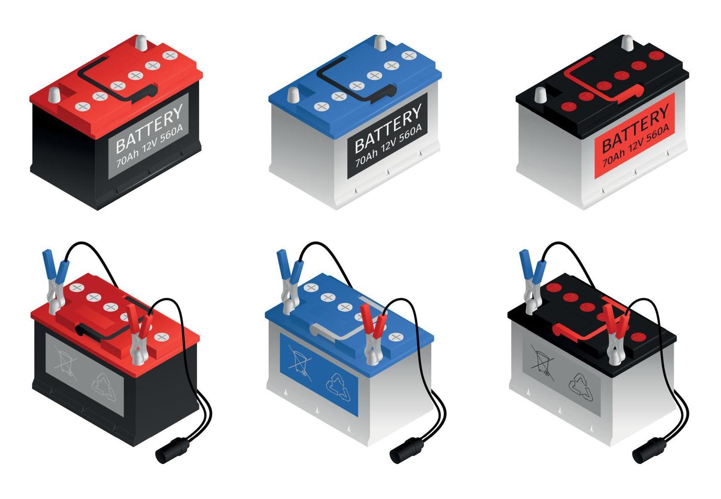 Car Battery Isometric Set vector