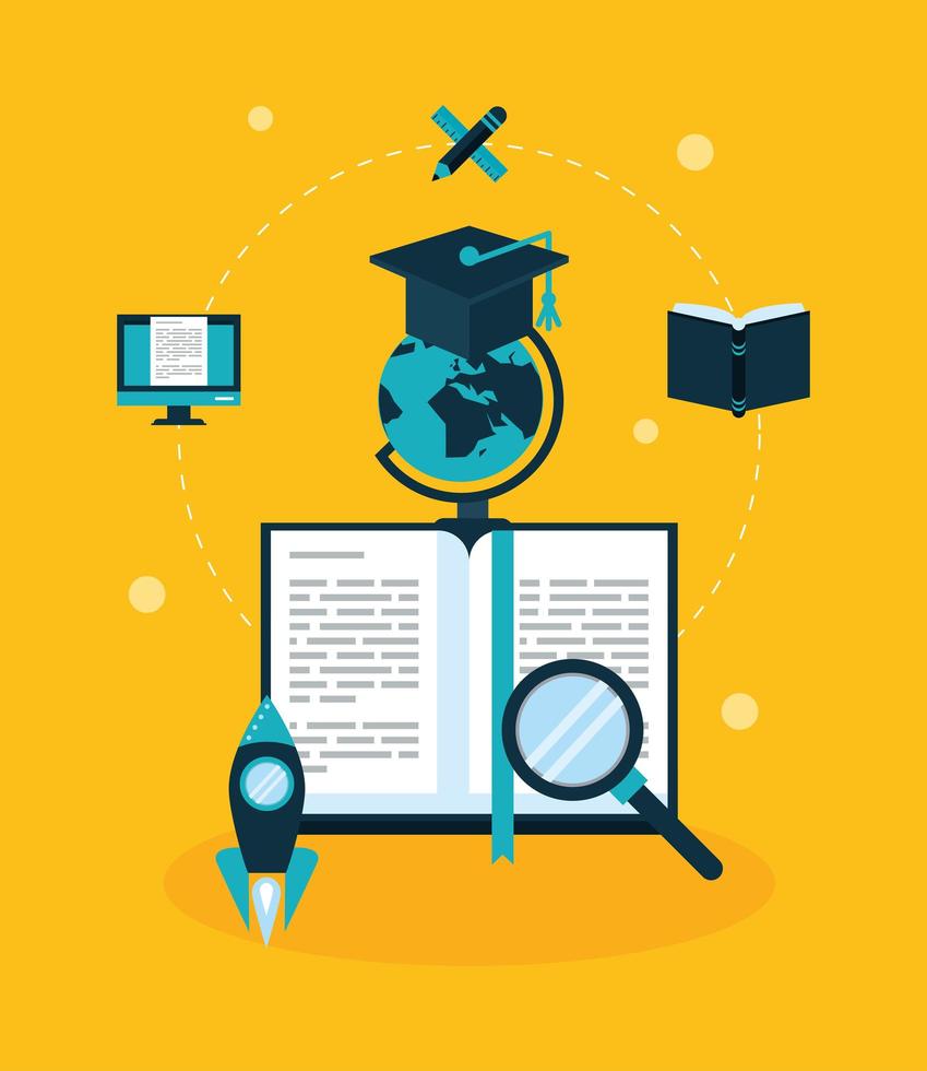book and education icons vector