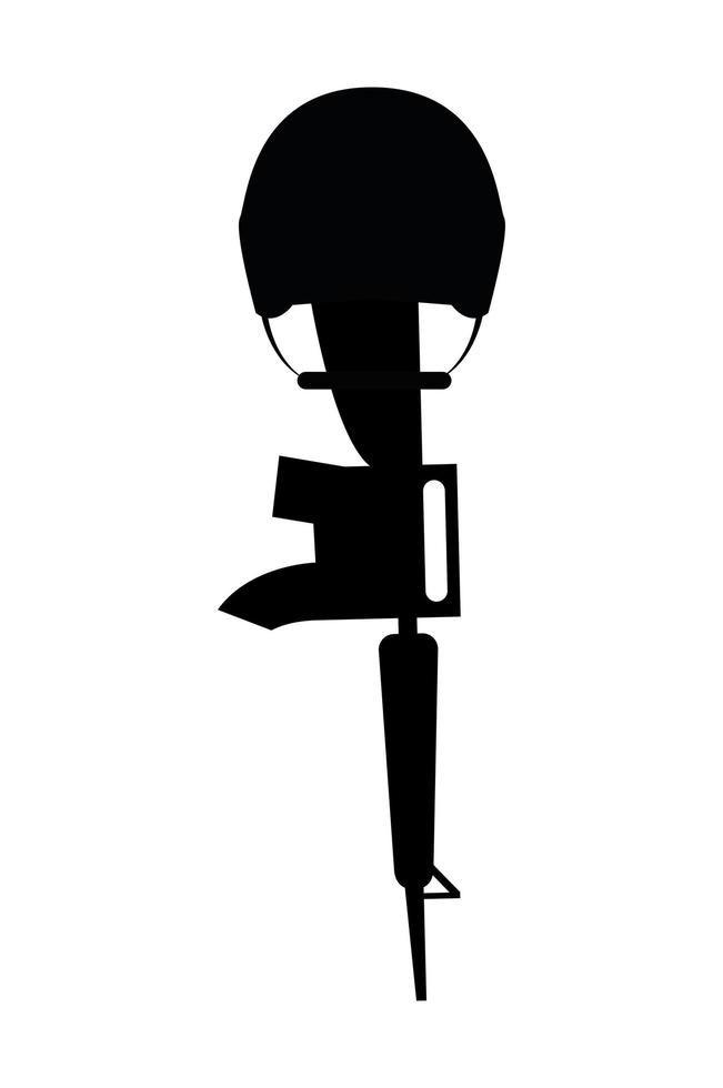 rifle with helmet silhouette vector
