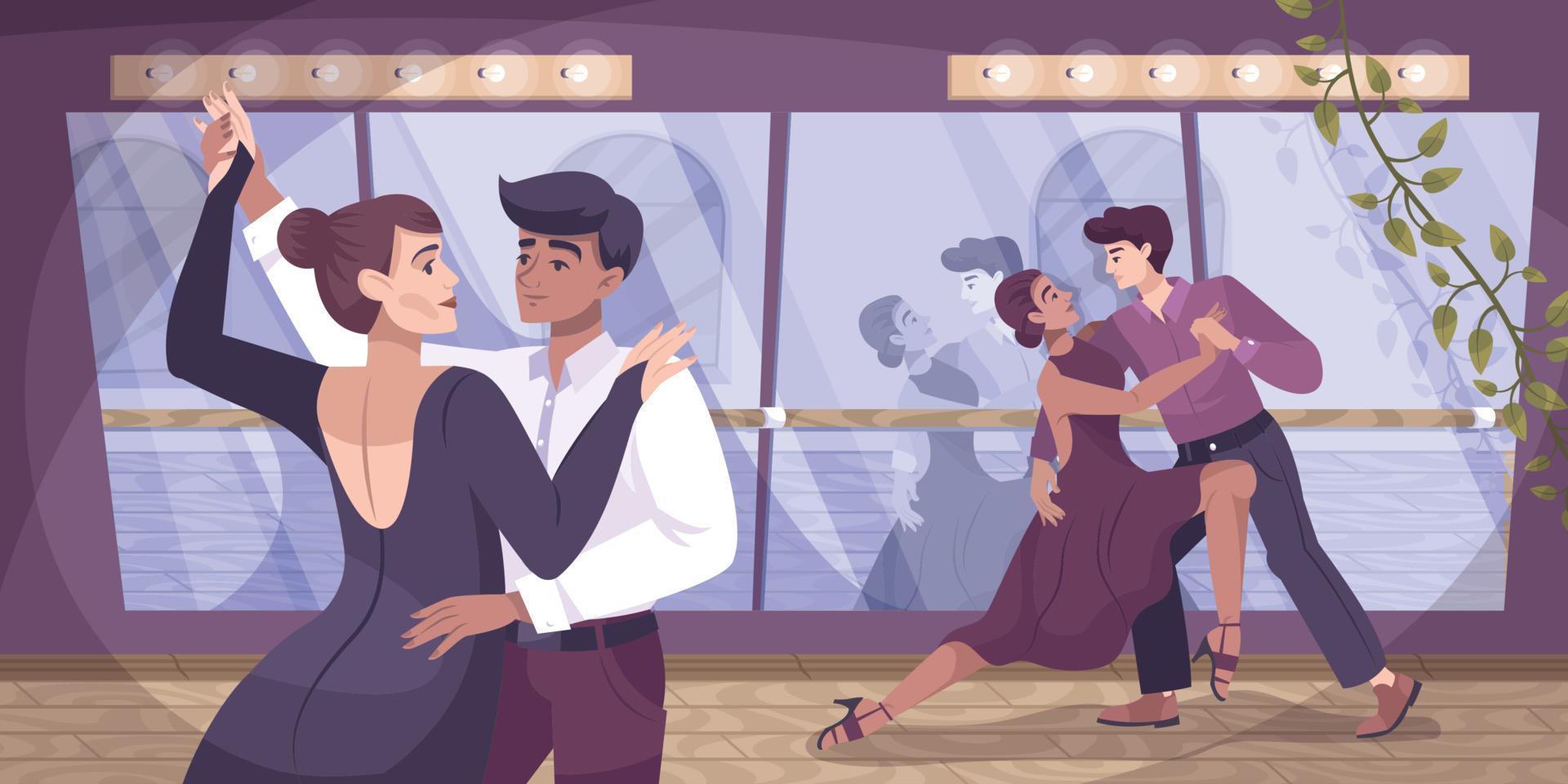 composición de la escuela de baile en pareja vector