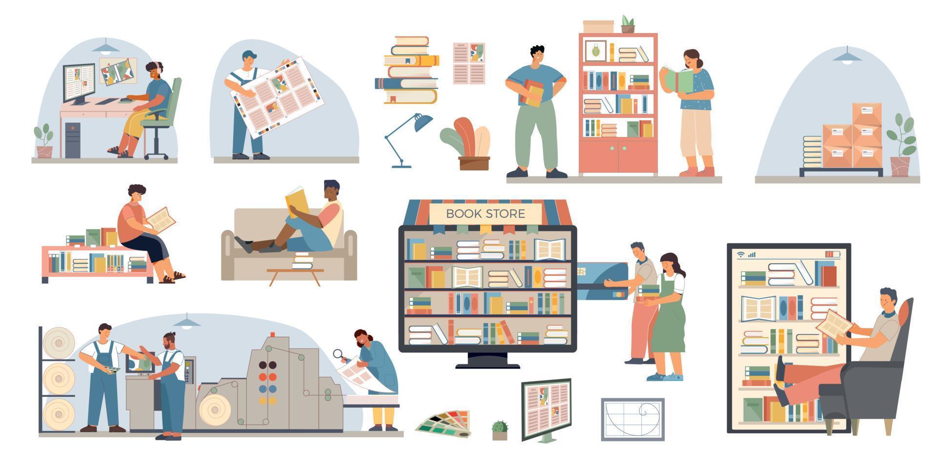 Book Set Flat Icon Set vector