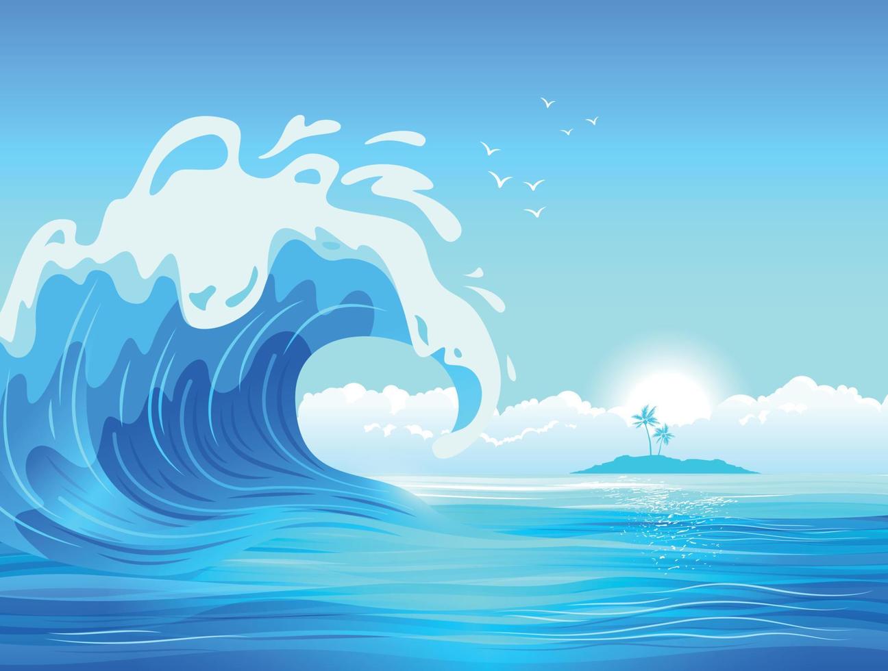 fondo de onda oceánica plana vector