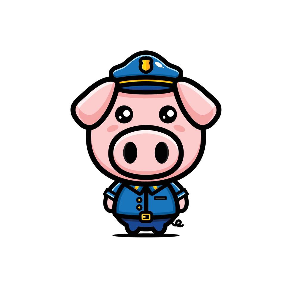 Cute police pig character vector design
