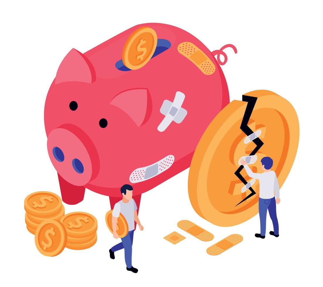 Economic Recovery Moneybox Composition vector