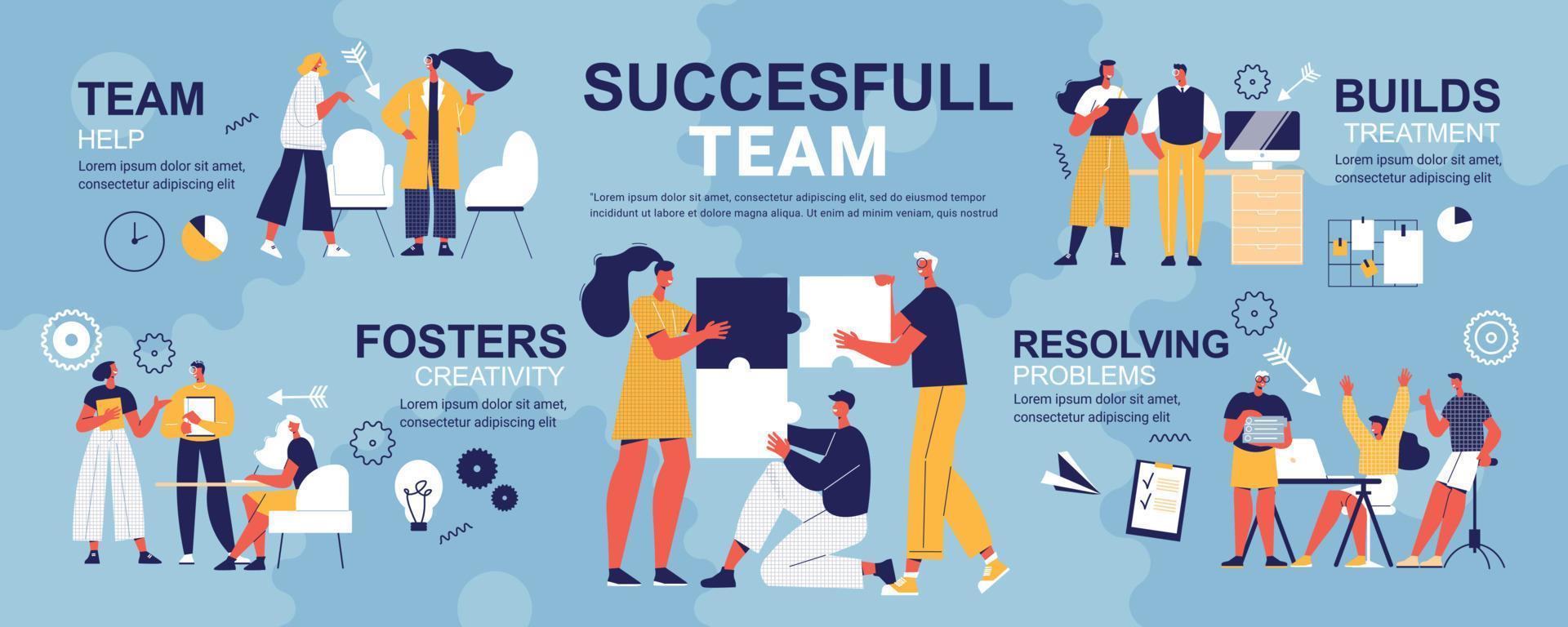 Successful Team Doodle Infographics vector