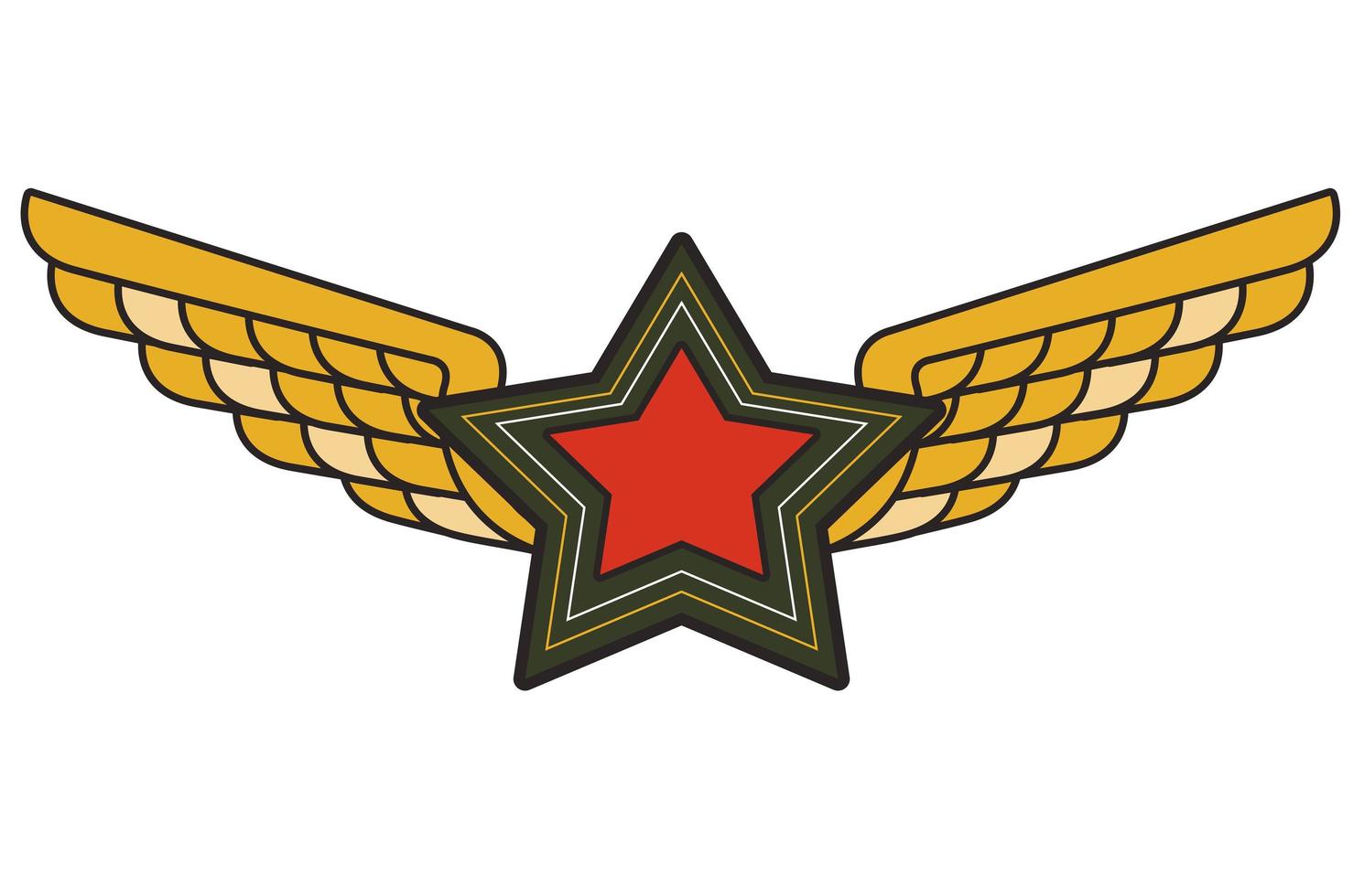 star with golden wings vector