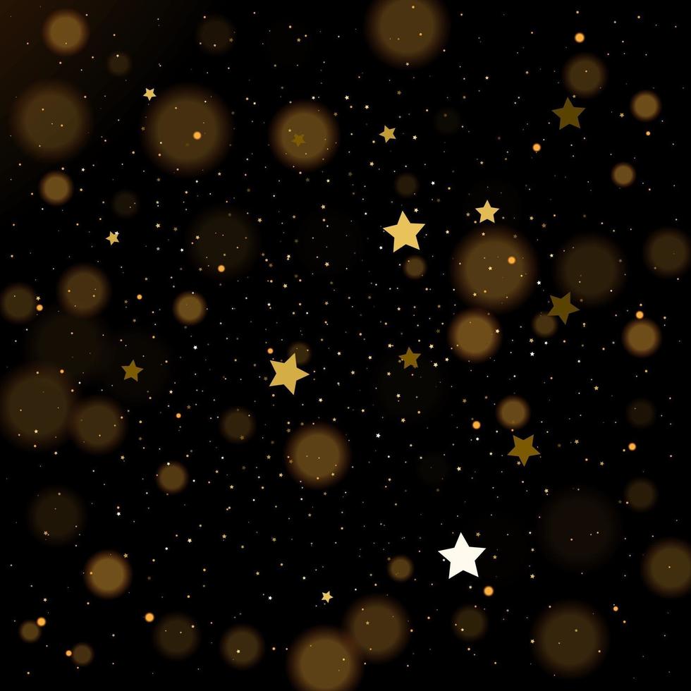 bokeh dorado, confeti de estrellas doradas y plateadas brillantes vector