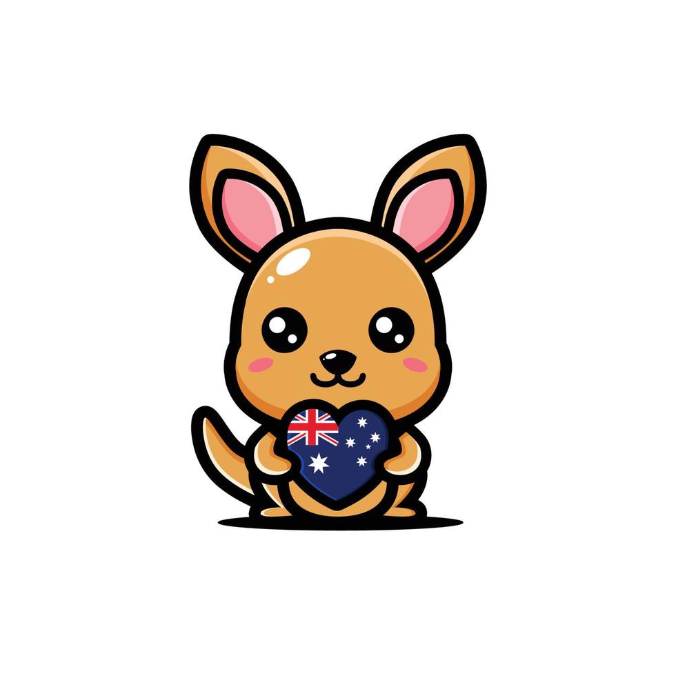 cute kangaroo mascot character design vector
