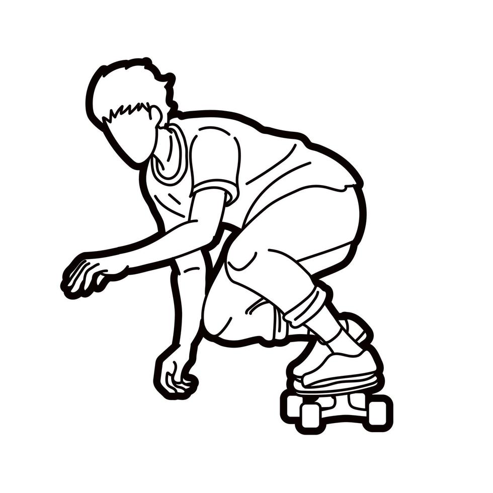 Esquema de acción de deporte extremo jugador de patineta vector