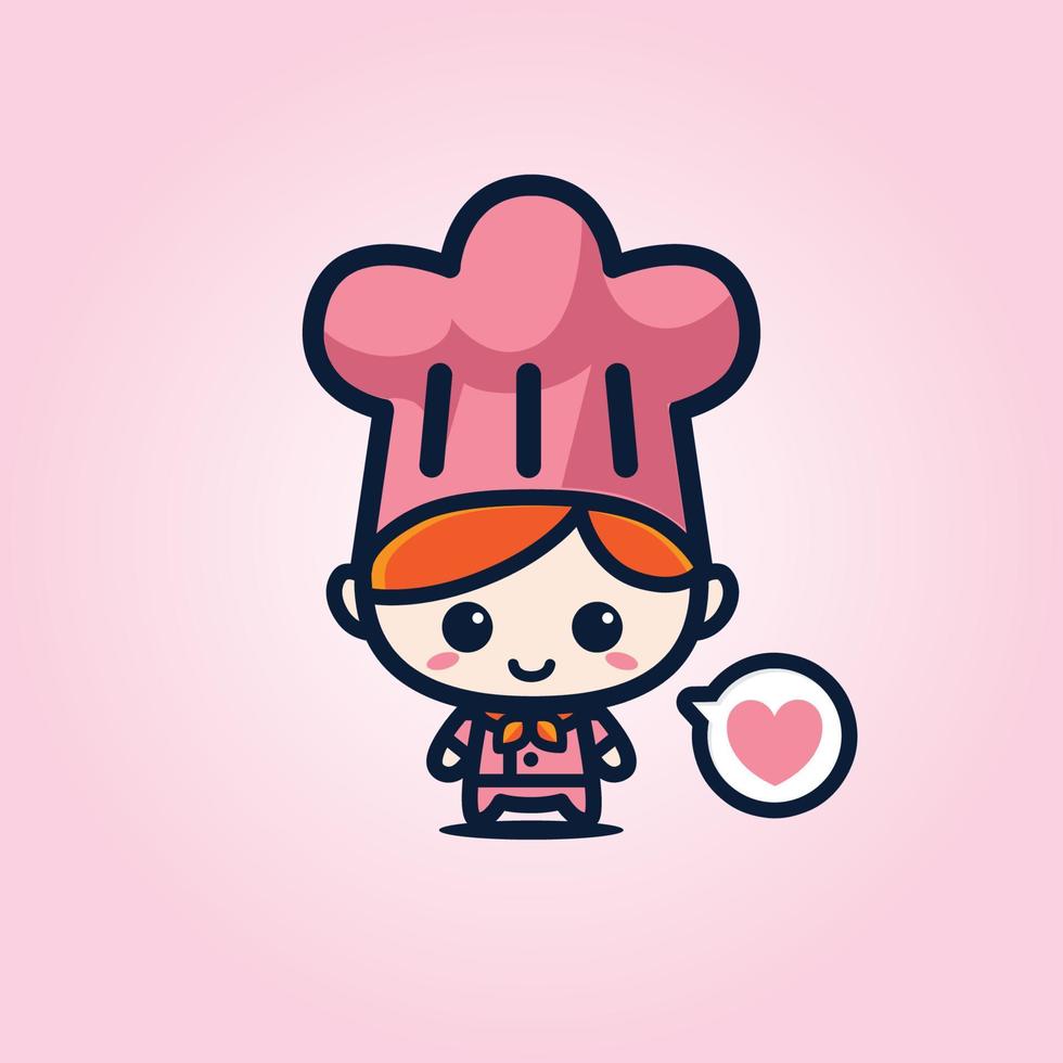 cute girl chef character design vector