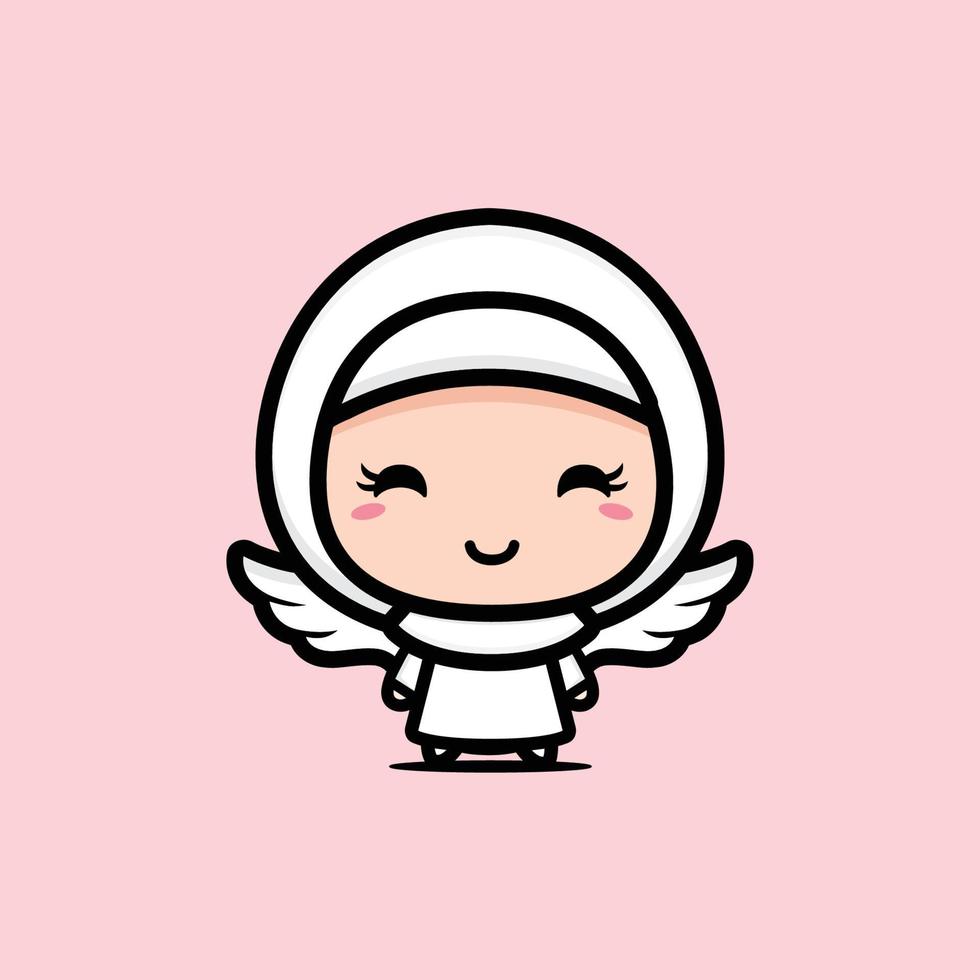 cute muslim mascot character design vector