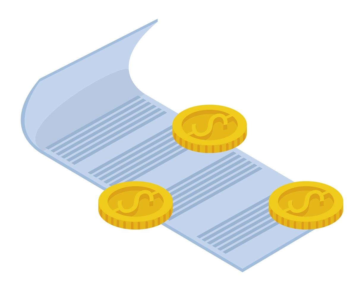 receipt and coins vector