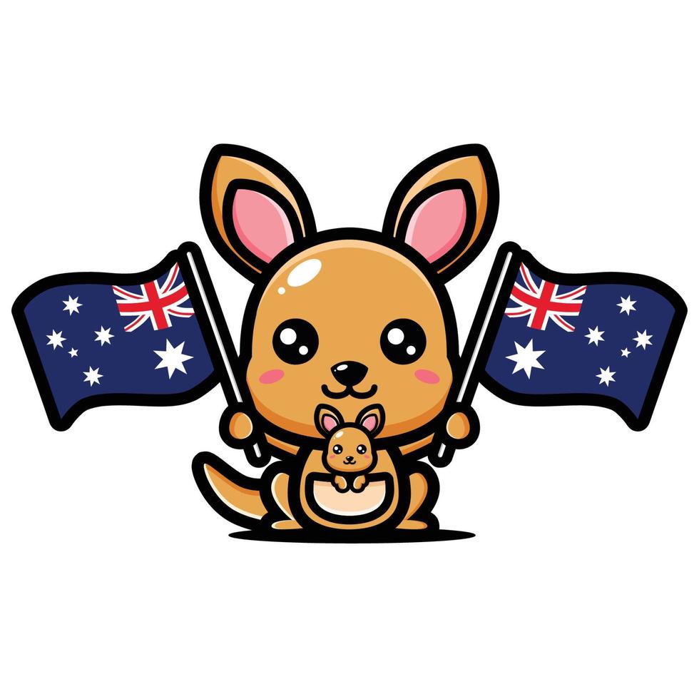 cute kangaroo mascot character design vector